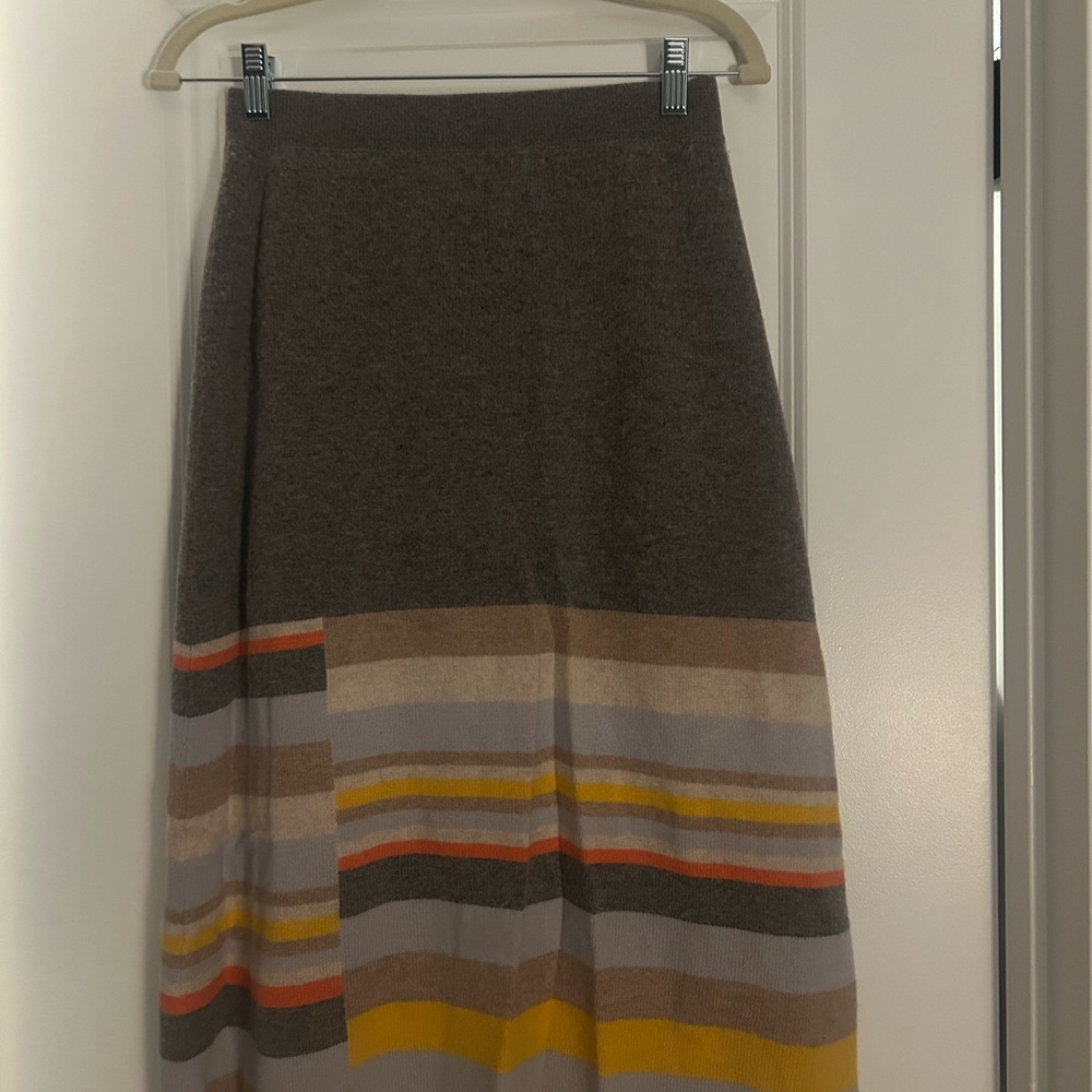 Striped Wool Blend Knit Skirt